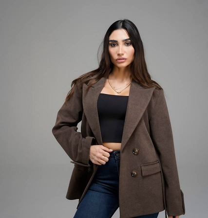 یقه بلیزر کمردار پاگون دار