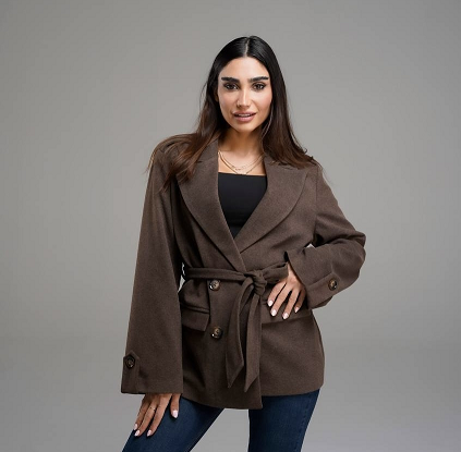 یقه بلیزر کمردار پاگون دار - تصویر 2