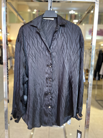 شومیز جلو دکمه دار استین زنجیر ژاکارد